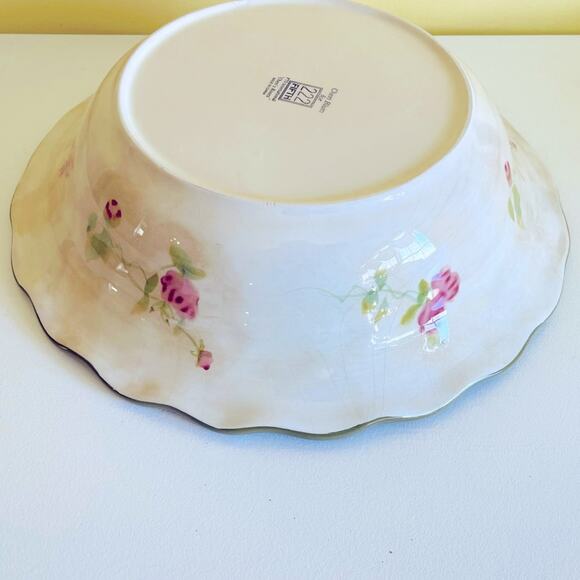 Vtg 222 Fifth Cheri’s Roses Large Serving Bowl Salad Centerpiece Decorative Bowl - Picture 9 of 9